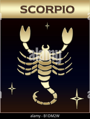 Golden Zodiac Sign Illustration mit Namen Stockfoto