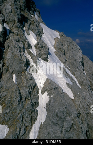 Berglandschaft, Bayerische Alpen, Blick von der Zugspitze, Zugspitze, Stadtrand von Garmisch-Partenkirchen, Bayern, Deutschland, Europa Stockfoto