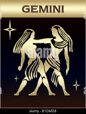 Golden Zodiac Sign Illustration mit Namen Stockfoto