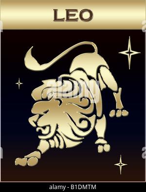 Golden Zodiac Sign Illustration mit Namen Stockfoto