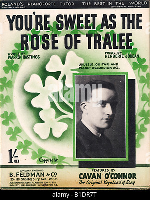 Süß wie die Rose of Tralee Music Blatt Abdeckung für eine 1940er Jahre sentimental irische Ballade Stockfoto