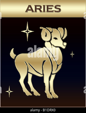 Golden Zodiac Sign Illustration mit Namen Stockfoto