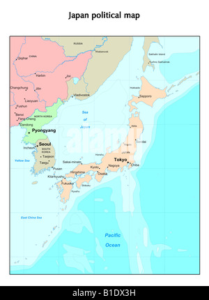 Politische Karte von Japan Stockfoto