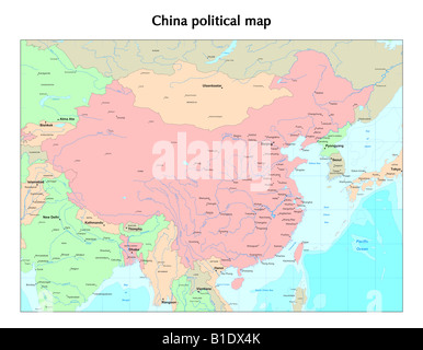 Politische Landkarte von China Stockfoto