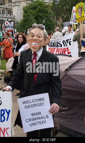 Tony Blair Demonstrant Stockfoto