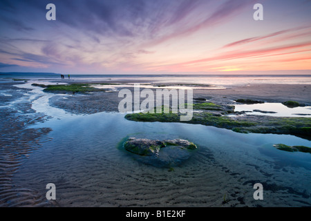 Felsenpools bei Ebbe in Westward Ho! Devon England Stockfoto