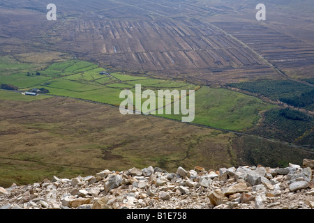 Blick auf den Sheeffry Hügeln vom Aufstieg Croagh Patrick - Co Mayo - Irland Stockfoto