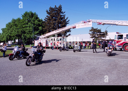 Kanadas Motorradtour für Papa, Prostata-Krebs zu bekämpfen statt in Vancouver British Columbia Kanada - 31. Mai 2008 Stockfoto