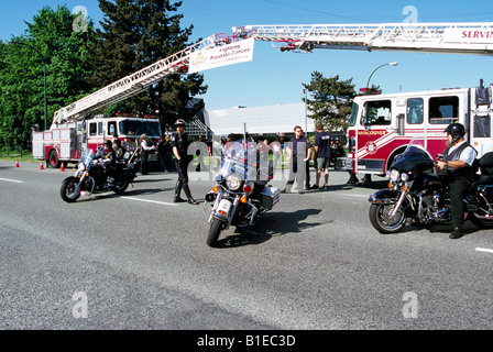 Kanadas Motorradtour für Papa, Prostata-Krebs zu bekämpfen statt in Vancouver British Columbia Kanada - 31. Mai 2008 Stockfoto