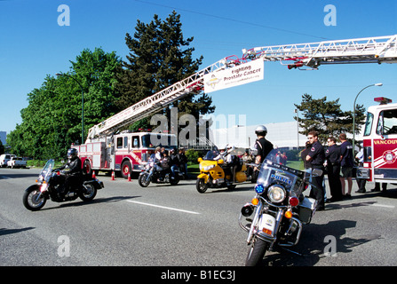 Kanadas Motorradtour für Papa, Prostata-Krebs zu bekämpfen statt in Vancouver British Columbia Kanada - 31. Mai 2008 Stockfoto