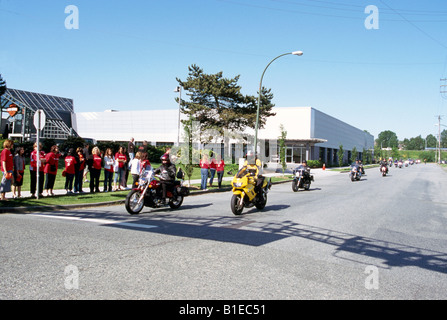 Kanadas Motorradtour für Papa, Prostata-Krebs zu bekämpfen statt in Vancouver British Columbia Kanada - 31. Mai 2008 Stockfoto