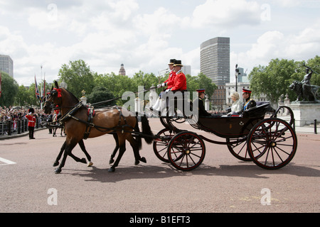 HRH Prinz Harry, Prinz William und Herzogin von Cornwall verlassen Buckingham Palace besuchen die Trooping die Farbe 2008 Stockfoto