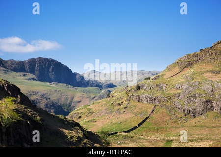 Die "Langdale Pikes" sehen In der Ferne als von betrachtet "Seite Hecht" und Blea Tarn, der "Lake District" Cumbria England UK Stockfoto