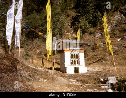 Bhutan Dorche La Pass Wasser angetriebene Gebetsmühle in der Nähe von Hongtsho Stockfoto