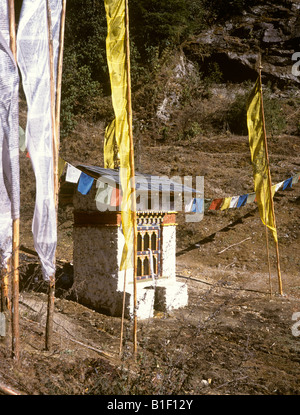 Bhutan Dorcho La Wasser angetriebene Gebetsmühle Stockfoto