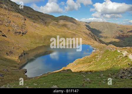 Niedrigwasser auf der Old Man of Coniston Stockfoto