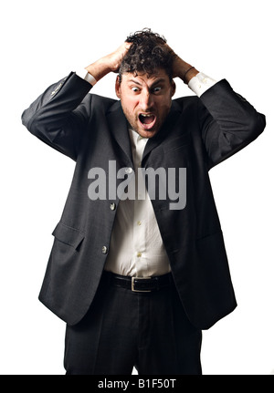 Geschäftsmann in einer Wut wütend schreien Stockfoto