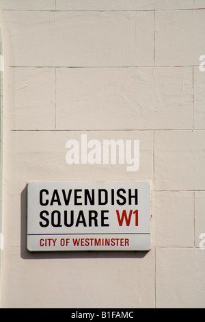 Cavendish Square Road Sign London England UK Stockfoto