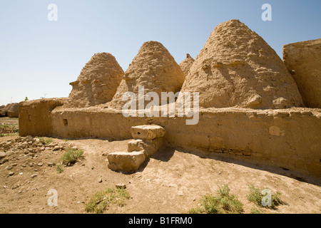 Traditionellen Lehmziegeln "Bienenstock" Häuser in der alten Mespotamian Stadt Harran, Süd-Ost-Türkei Stockfoto