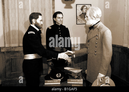 Lee kapituliert Grant Anzeige am nationalen Präsidentschaftswahlen Wachsfigurenkabinett Keystone South Dakota USA Stockfoto