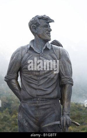 Sir Edmund Hillary Statue der Eremitage Aoraki Mt Cook National Park South Canterbury Südinsel Neuseelands Stockfoto
