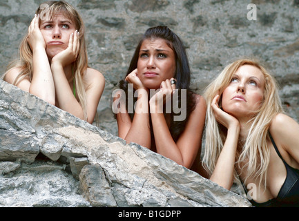Porträt dreier Frauen, traurig Stockfoto