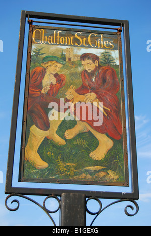 Chalfont St Giles Dorfschild, The Village Green, High Street, Chalfont St Giles, Buckinghamshire, England, Vereinigtes Königreich Stockfoto