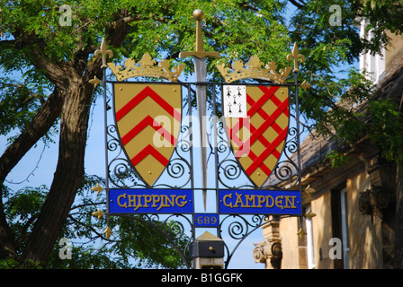 Chipping Campden Ortstafel, High Street, Chipping Campden, Cotswolds, Gloucestershire, England, Vereinigtes Königreich Stockfoto