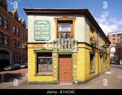 Architekturdetail, Peveril des Peaks, Gastwirtschaft, große Bridgewater Street, Manchester, UK Stockfoto