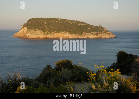 Blick vom Cabo de San Martin zu betauchen Insel, Javea, Alicante Provinz, Comunidad Valenciana, Spanien Stockfoto