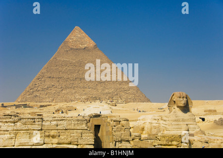 Die Chephren-Pyramide und Sphinx auf dem Plateau von Gizeh Ägypten Stockfoto