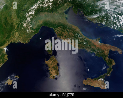 Satellitenbild von Italien Stockfoto