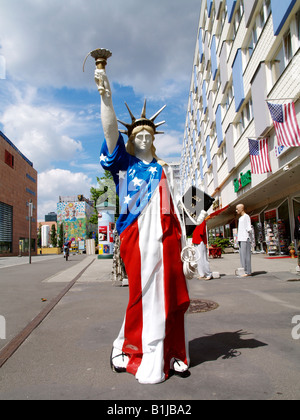 Skulptur Statue of Liberty in Fußgängerzone, Deutschland, Sachsen, Leipzig Stockfoto