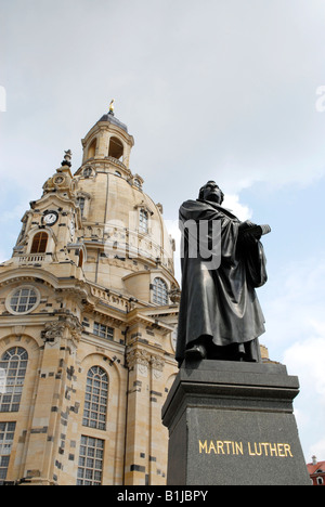 Martin Luther-Statue vor der Dresdner Frauenkirche, Deutschland, Sachsen, Dresden Stockfoto