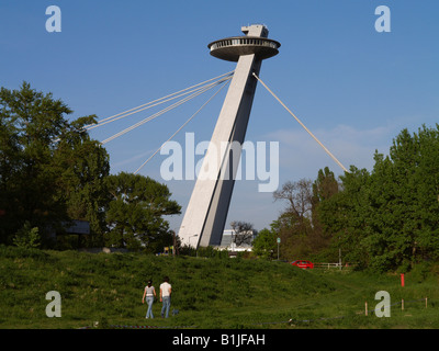 Restaurant UFO auf der Brücke Novy Most, Slowakei, Bratislava Stockfoto