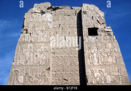 Relief-Detail und Hieroglyphen Tempel Sobek Sebek Sebekh Kom Ombo Ägypten Afrika Stockfoto