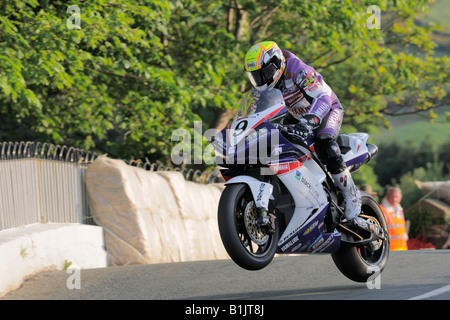 Ian Lougher springt Ballaugh Bridge TT2008 Stockfoto