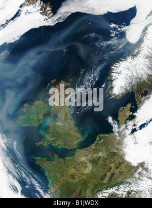 Satellitenbild von Großbritannien und Westeuropa Stockfoto