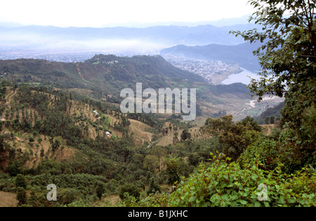 Nepal Sarangkot landwirtschaftliche Terrassen über Pokhara Stockfoto