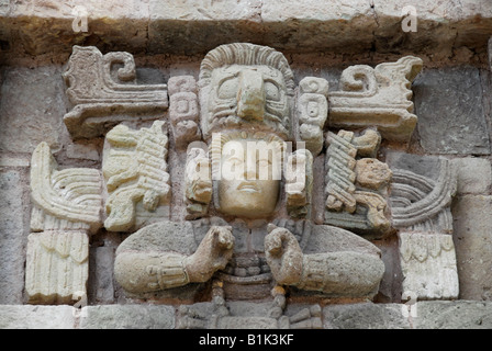 Schnitzen in Copan Museum, Copan Ruinen, Honduras, Mittelamerika Stockfoto