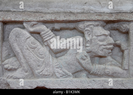 Schnitzen in Copan Museum, Copan Ruinen, Copán, Honduras, Mittelamerika Stockfoto