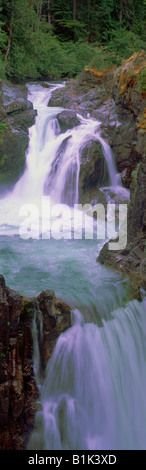 Little Qualicum Falls, Little Qualicum Falls Provincial Park, Vancouver Island, BC, Britisch-Kolumbien, Kanada - Wasserfall Stockfoto