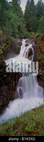 Wasserfall, kleine Qualicum Falls Provincial Park in der Nähe von Parksville, Vancouver Island, BC, Britisch-Kolumbien, Kanada Stockfoto