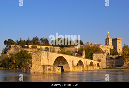 Pont St Bénézet und Avignon aus neben dem Fluss Rhône-Frankreich Stockfoto