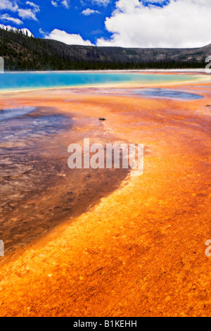 Bild Blick auf die Pools und die bunten Wasser des Midway Geysir im Yellowstone-Nationalpark Stockfoto