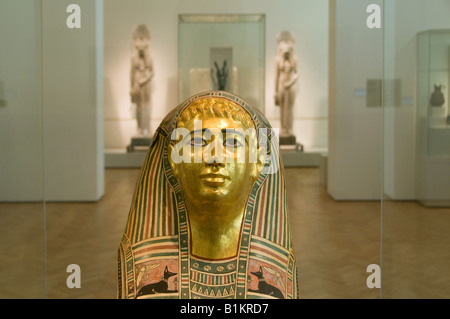 Vergoldete Maske von Pasyg 1. Jahrhundert v. Chr. Teil des antiken ägyptischen Sammlung im Alten Museum in Berlin Deutschland angezeigt Stockfoto