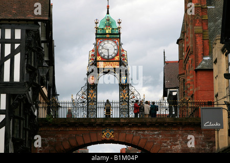 Eastgate clock von Chester, Innenstadt einkaufen Cheshire England uk gb Stockfoto