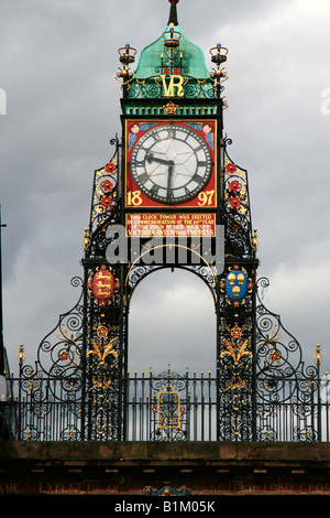 Eastgate clock von Chester, Innenstadt einkaufen Cheshire England uk gb Stockfoto