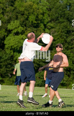 Ultimate Frisbee entsprechen Intramural Field, University of Louisiana in Lafayette, Lafayette, Louisiana. Stockfoto