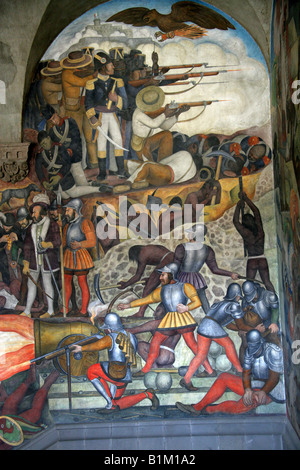 Einer der die Wandgemälde in der Nationalpalast, die Darstellung der Geschichte von Mexiko, Zocalo Quadrat, Plaza De La Constitución, Mexiko-Stadt Stockfoto